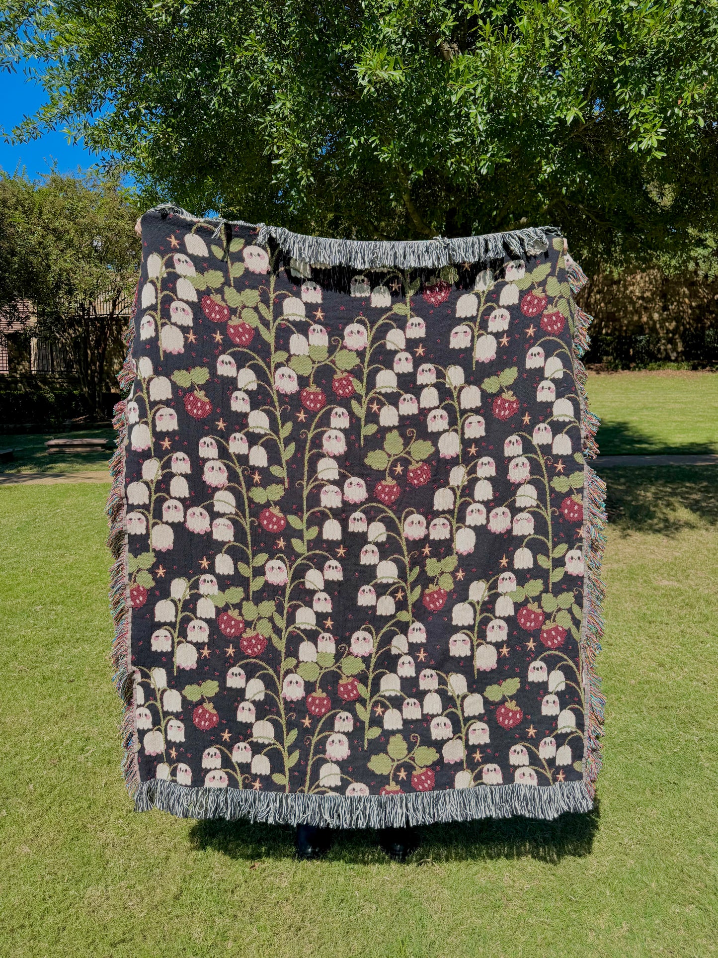 Ghostie Garden Whimsical Woven Blanket