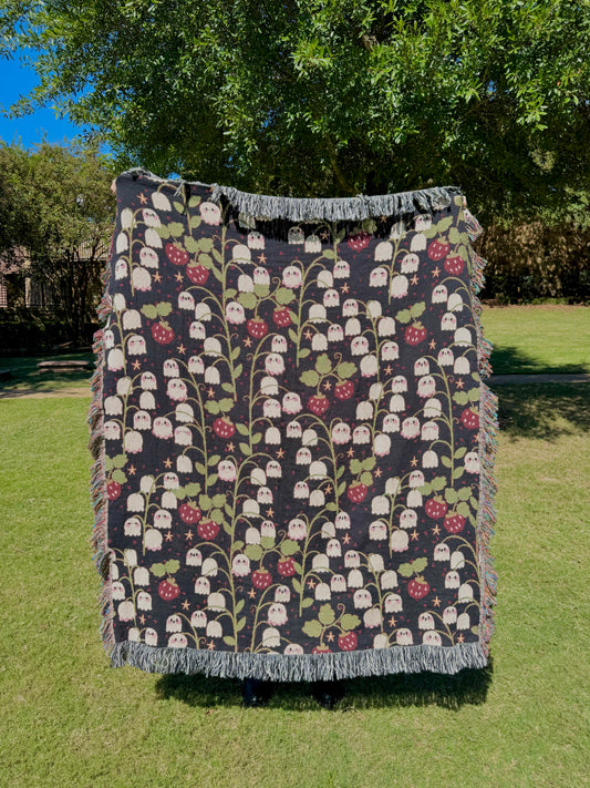 Ghostie Garden Whimsical Woven Blanket