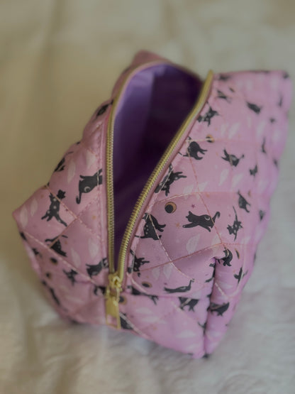 Lunar Cat Dragon Quilted Makeup Pouch