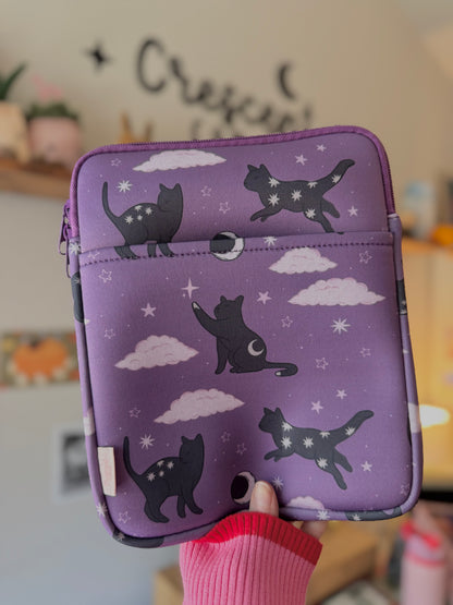 Lunar Cats Book & Kindle Pouch, Medium E-Reader Zip up Book Sleeve