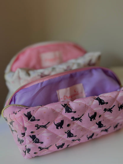Lunar Cat Dragon Quilted Makeup Pouch