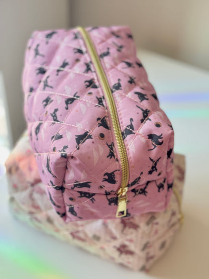 Lunar Cat Dragon Quilted Makeup Pouch