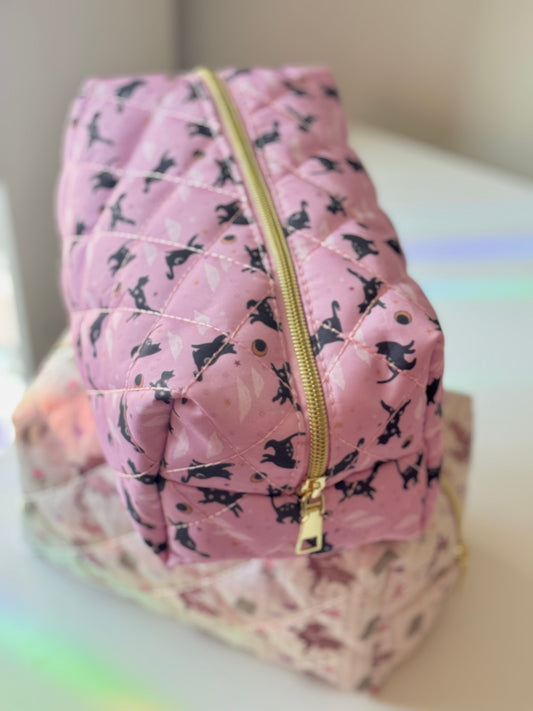 Lunar Cat Dragon Quilted Makeup Pouch
