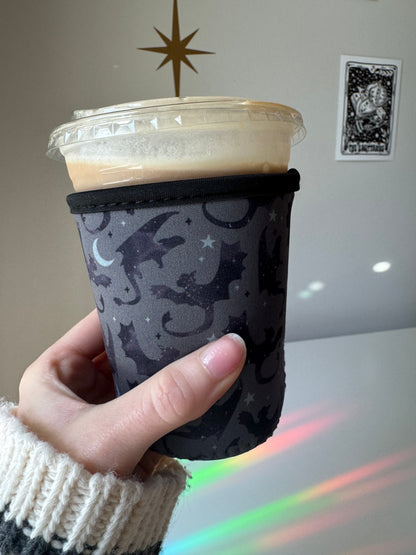 Onyx Dragon Rider Iced Coffee Sleeve, Bookish Drink Accessories