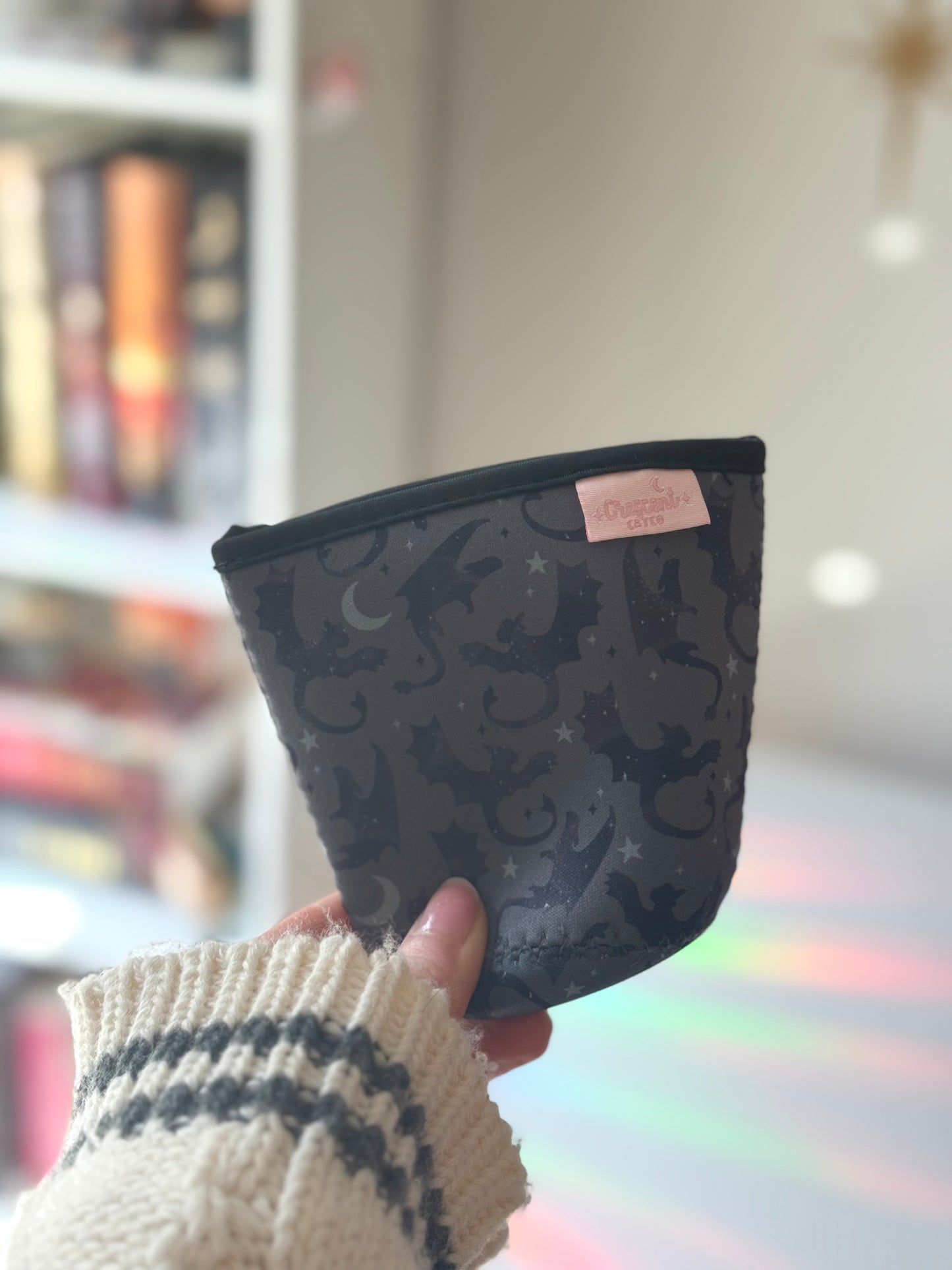 Onyx Dragon Rider Iced Coffee Sleeve, Bookish Drink Accessories