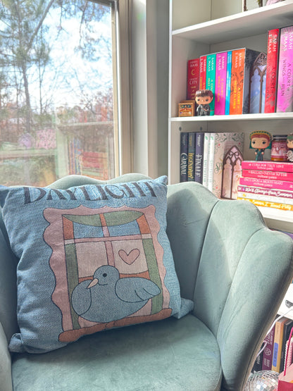 Daylight Blue Bird Woven Pillow