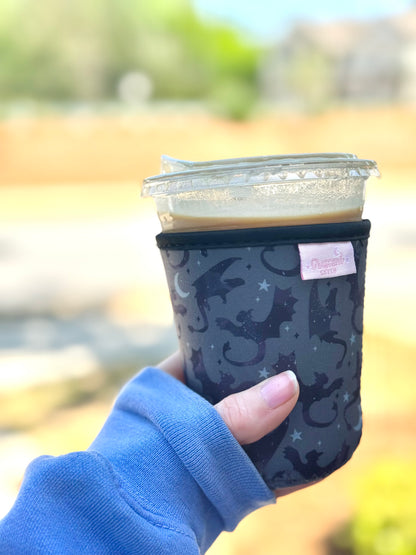Onyx Dragon Rider Iced Coffee Sleeve, Bookish Drink Accessories