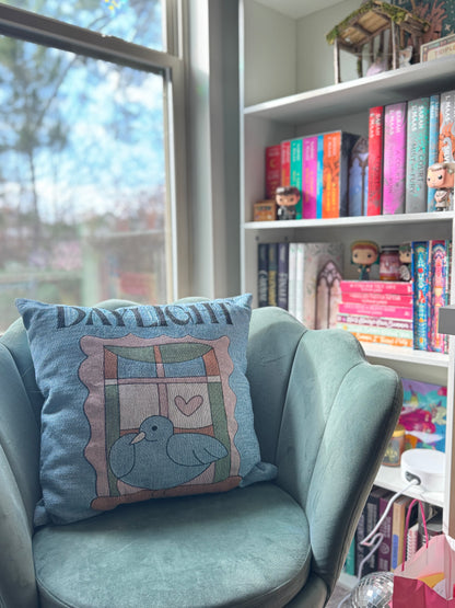 Daylight Blue Bird Woven Pillow