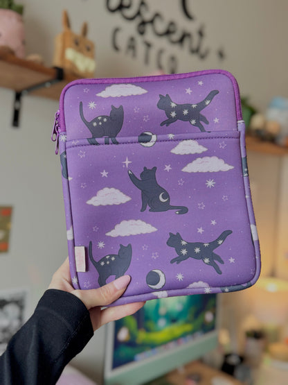 Lunar Cats Book & Kindle Pouch, Medium E-Reader Zip up Book Sleeve