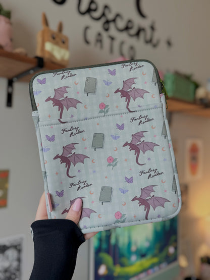 Fantasy Reader Book & Kindle Pouch, Medium E-Reader Zip up Book Sleeve