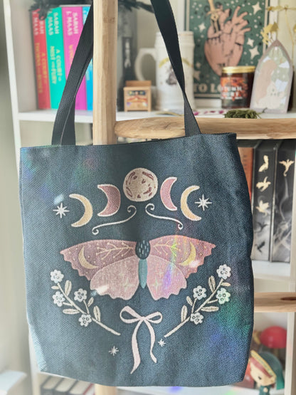 Whimsical Celestial Butterfly Woven Tote Bag