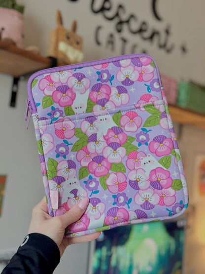 Magical Cat Garden Book & Kindle Pouch, Medium E-Reader Zip up Book Sleeve