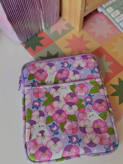 Magical Cat Garden Book & Kindle Pouch, Medium E-Reader Zip up Book Sleeve