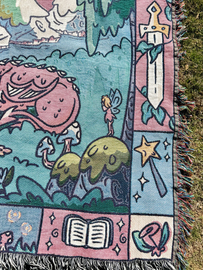 Fantasy Reader Whimsical Dragon Woven Blanket