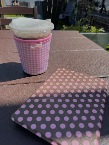 Pink Gingham Iced Coffee Sleeve