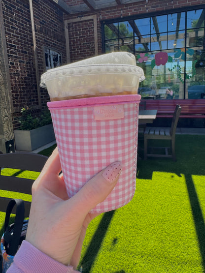 Pink Gingham Iced Coffee Sleeve