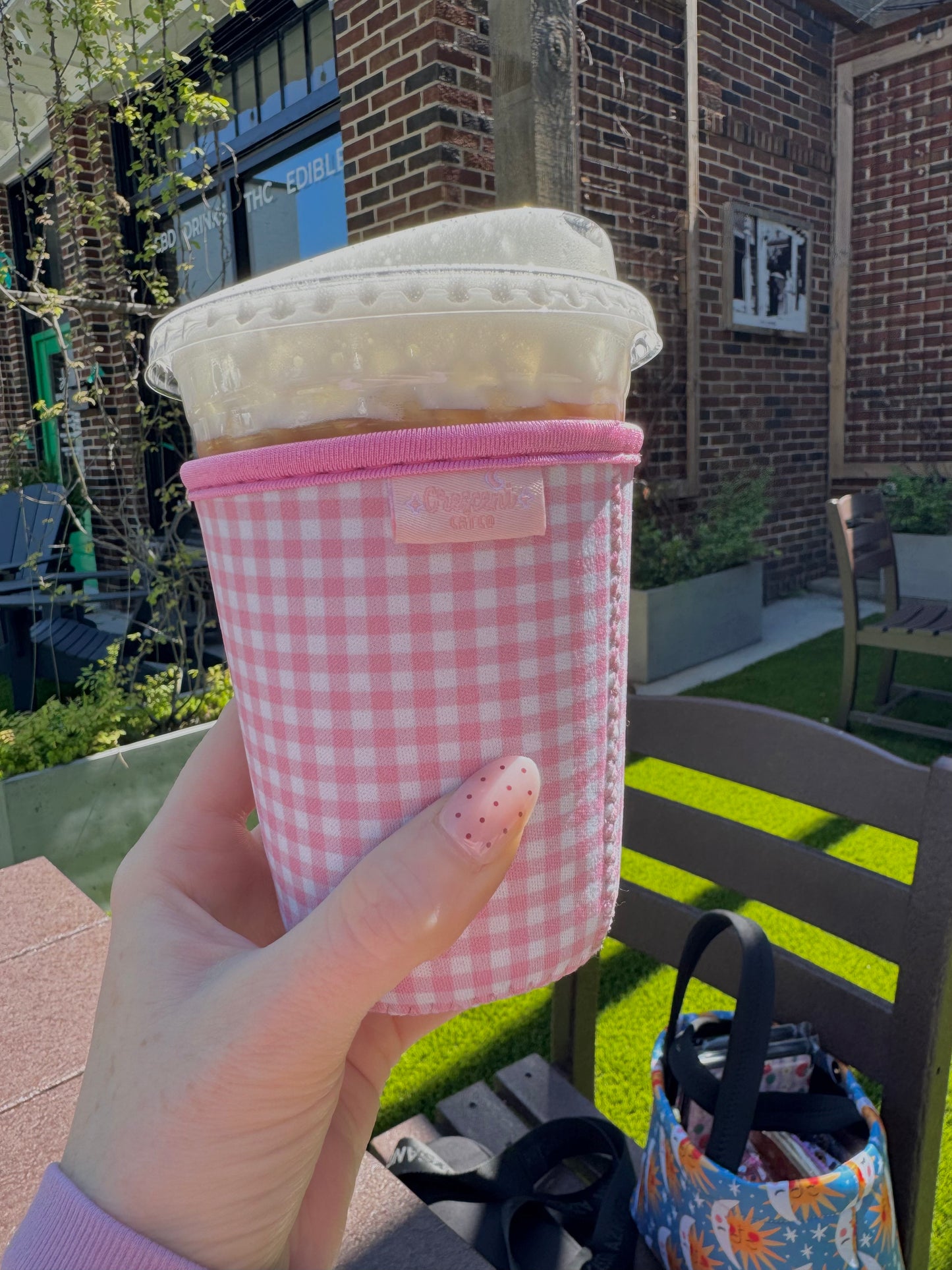 Pink Gingham Iced Coffee Sleeve