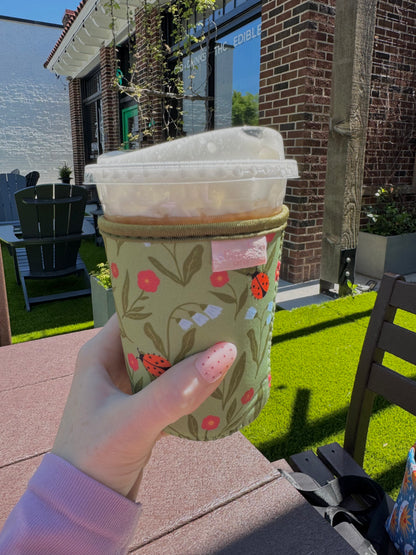Lady Bug Garden Iced Coffee Sleeve