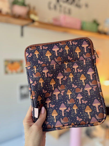 Magical Mushroom Book & Kindle Pouch, Zipper &  Front Pocket ( Medium)