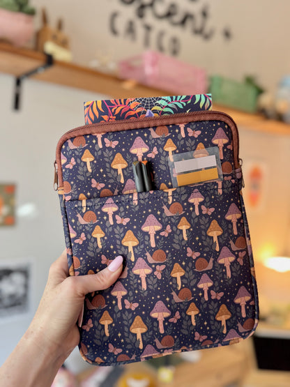 Magical Mushroom Book & Kindle Pouch, Zipper &  Front Pocket ( Medium)