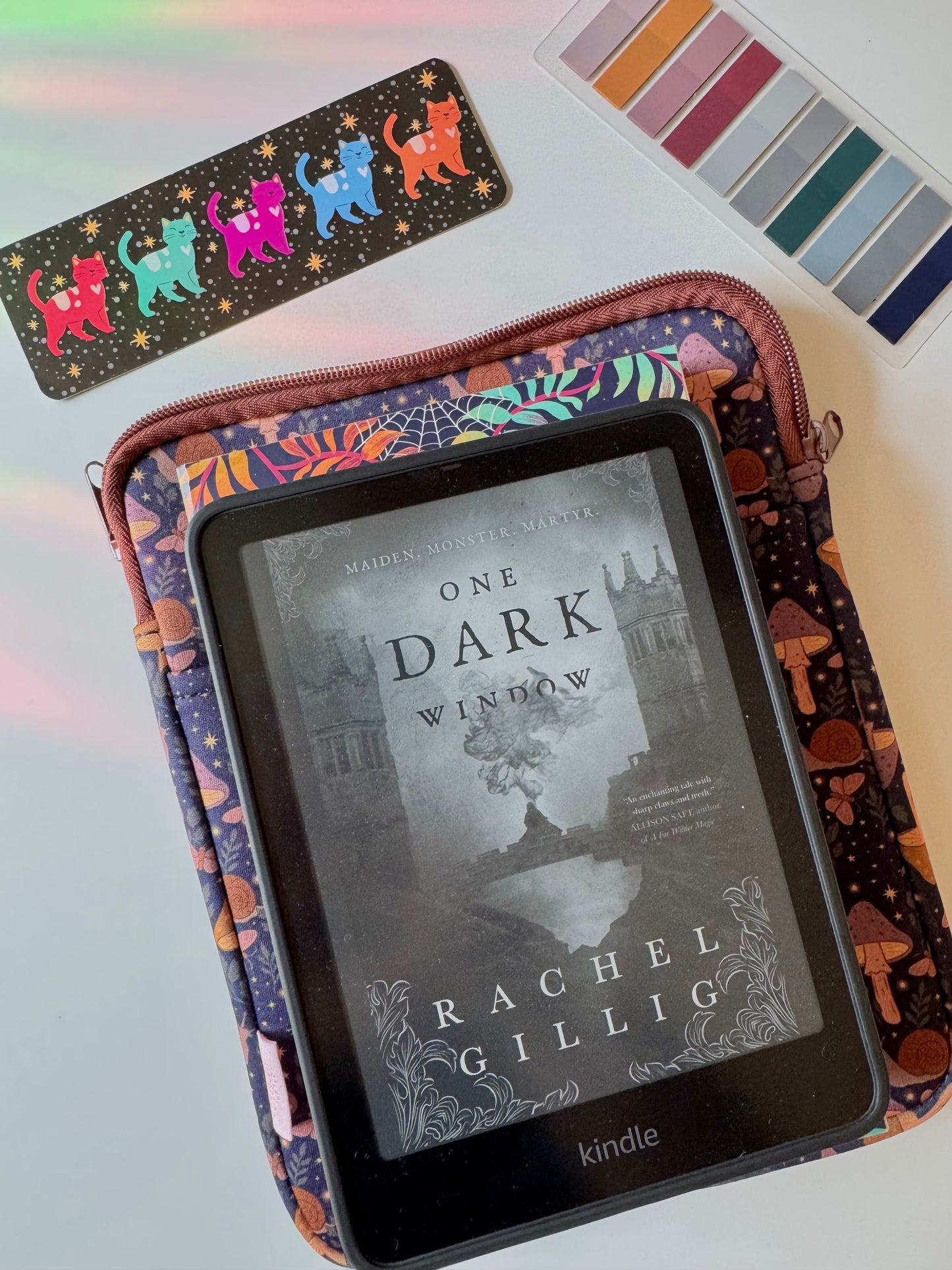 Spooky Cute Retro Skull Book & Kindle Pouch, Zipper & Front Pocket ( Medium)