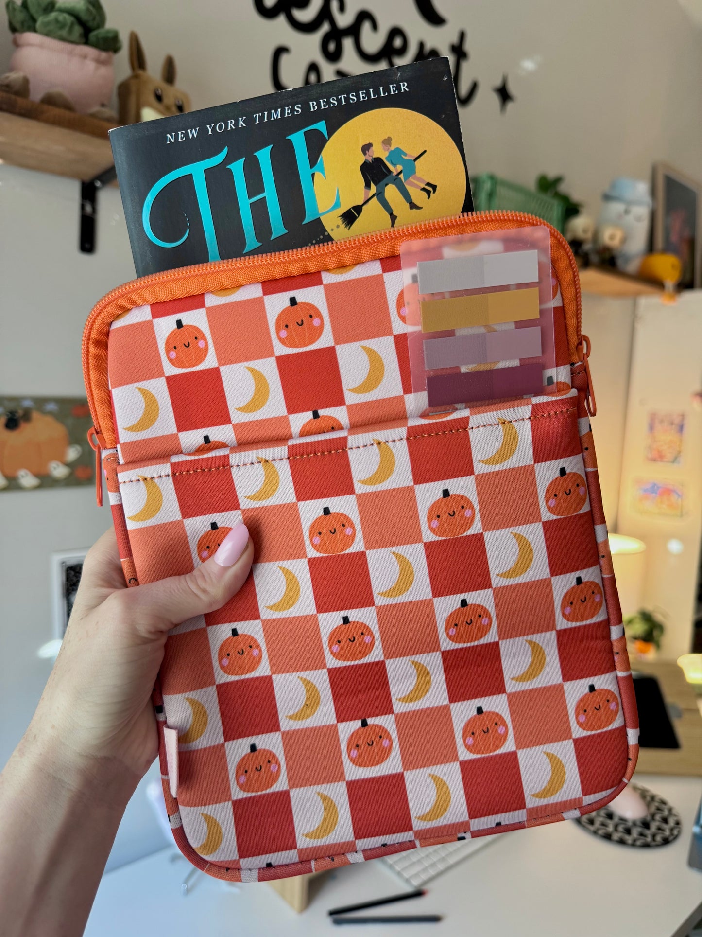 Pumpkin Cuties Book & Kindle Pouch, Zipper and front Pocket ( Medium)