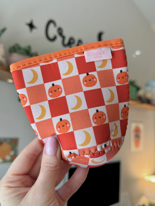 Cutie Checkered Pumpkins Iced Coffee Sleeve