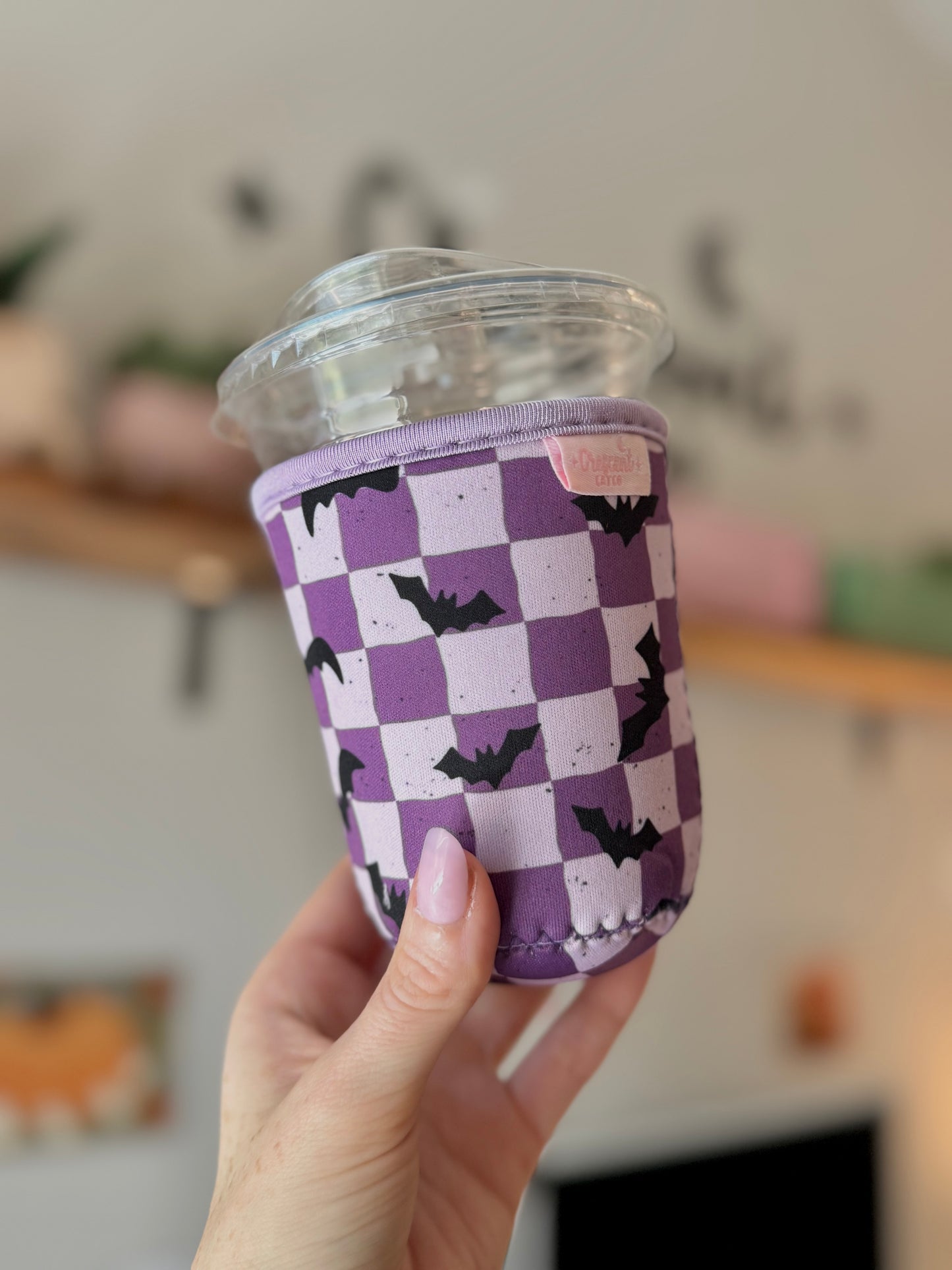 Its freakin bats checkered Iced Coffee Sleeve