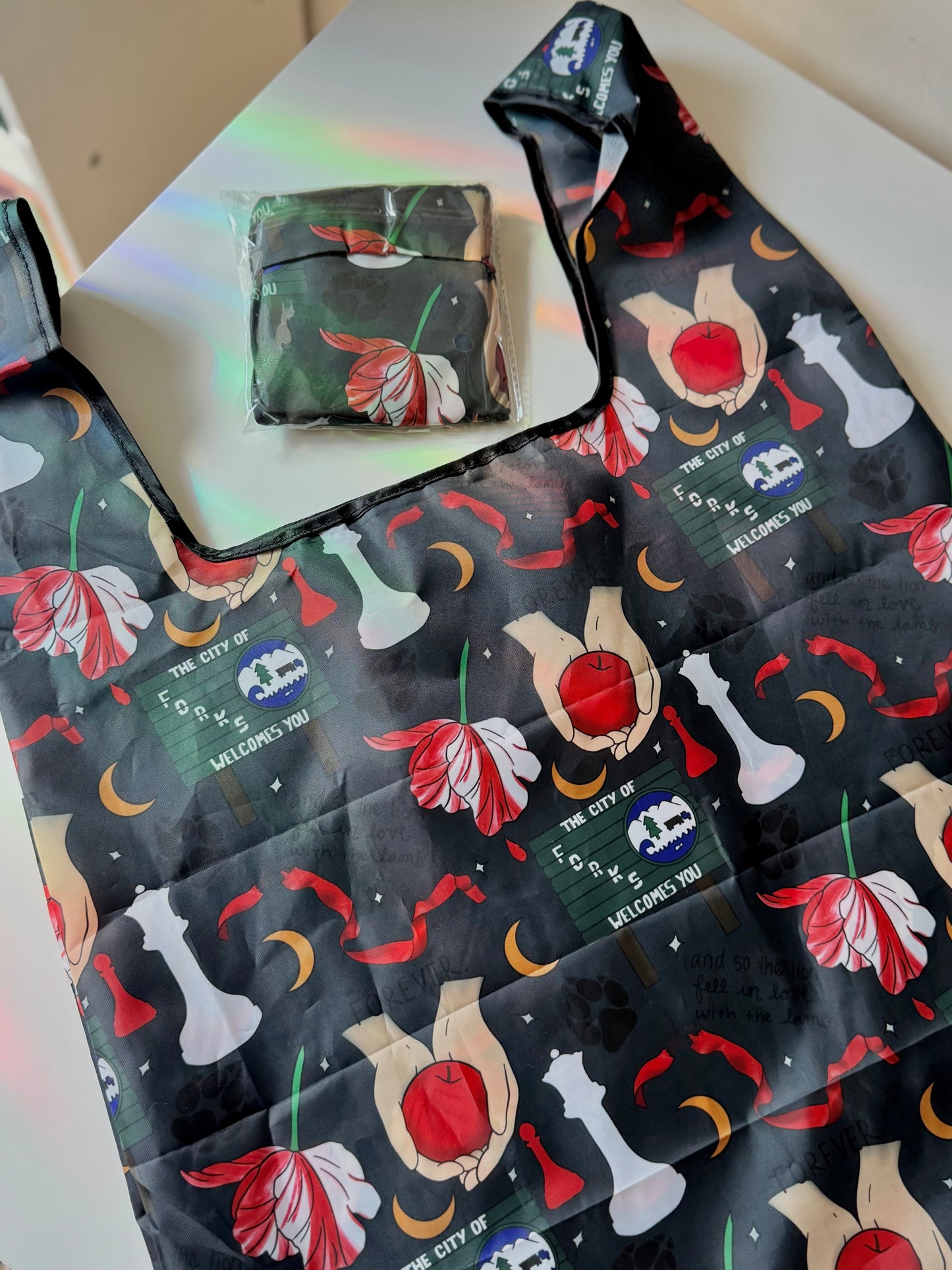 Vampire Sage Bookish Reusable Shopping Bag, Fold Up Pouch