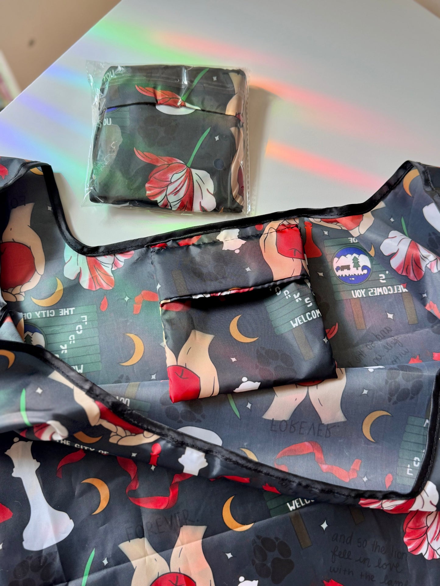 Vampire Sage Bookish Reusable Shopping Bag, Fold Up Pouch