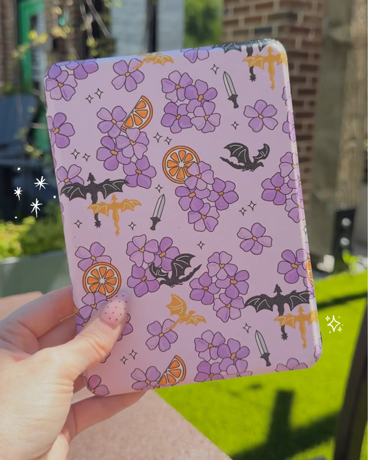 Violets Dragsons Fantasy Reader Kindle Case with Printed Back, Paperwhite Case with Hand Strap, Auto Wake and Magnetic