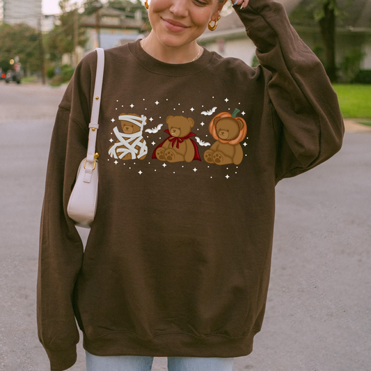 Beary Scary Halloween Sweatshirt, Spooky Cute Teddy Bear Crewneck