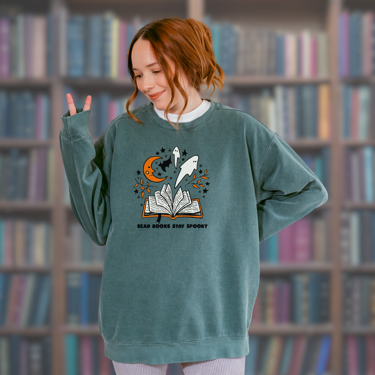 Read Books Stay Spooky Bookish Halloween Crewneck