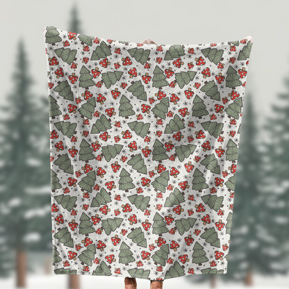 Cozy Woodland Mushroom Christmas Blanket