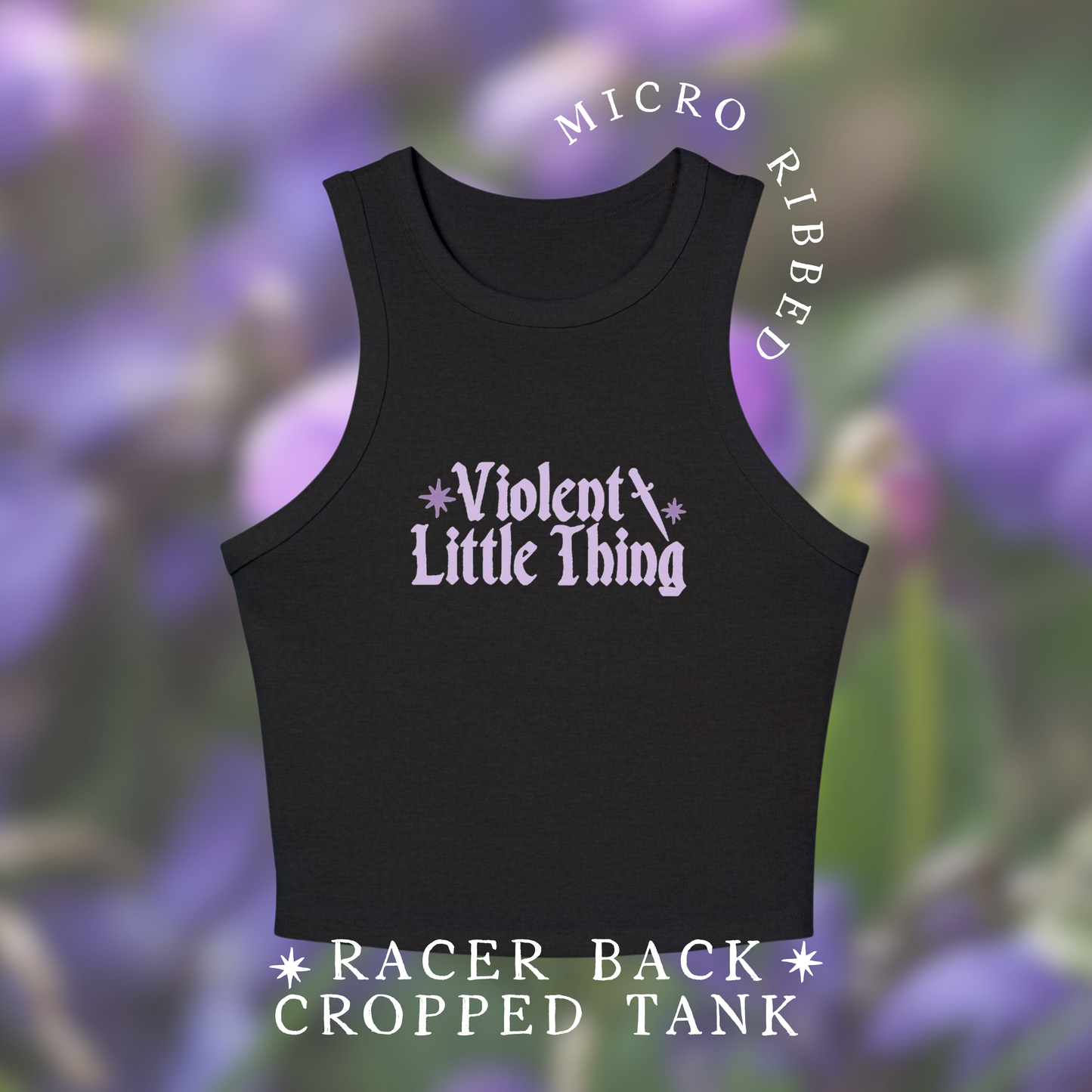 Violent Little Thing Ribbed Crop Tank, Bookish Girl Summer Merch, Fantasy Reader Shirt