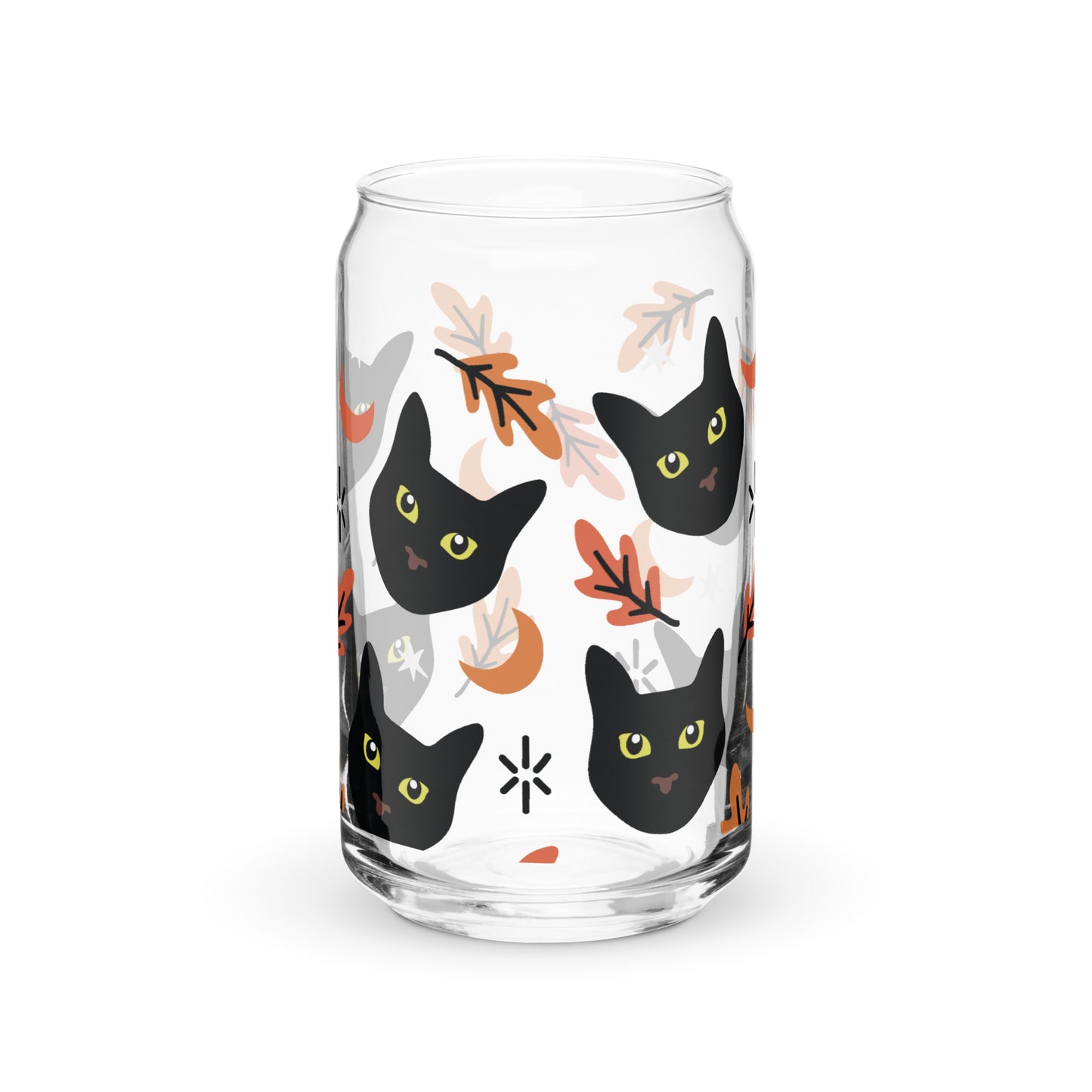 Spooky Halloween Black Cat Lover Fall Iced Coffee Glass