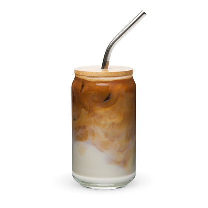 Haunted Library Spooky Ghost Iced Coffee Glass with lid and straw