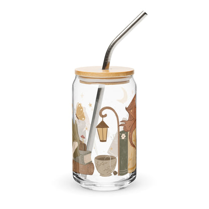 Fantasy Reader Fairy and Dragon Bookish Iced Coffee Glass