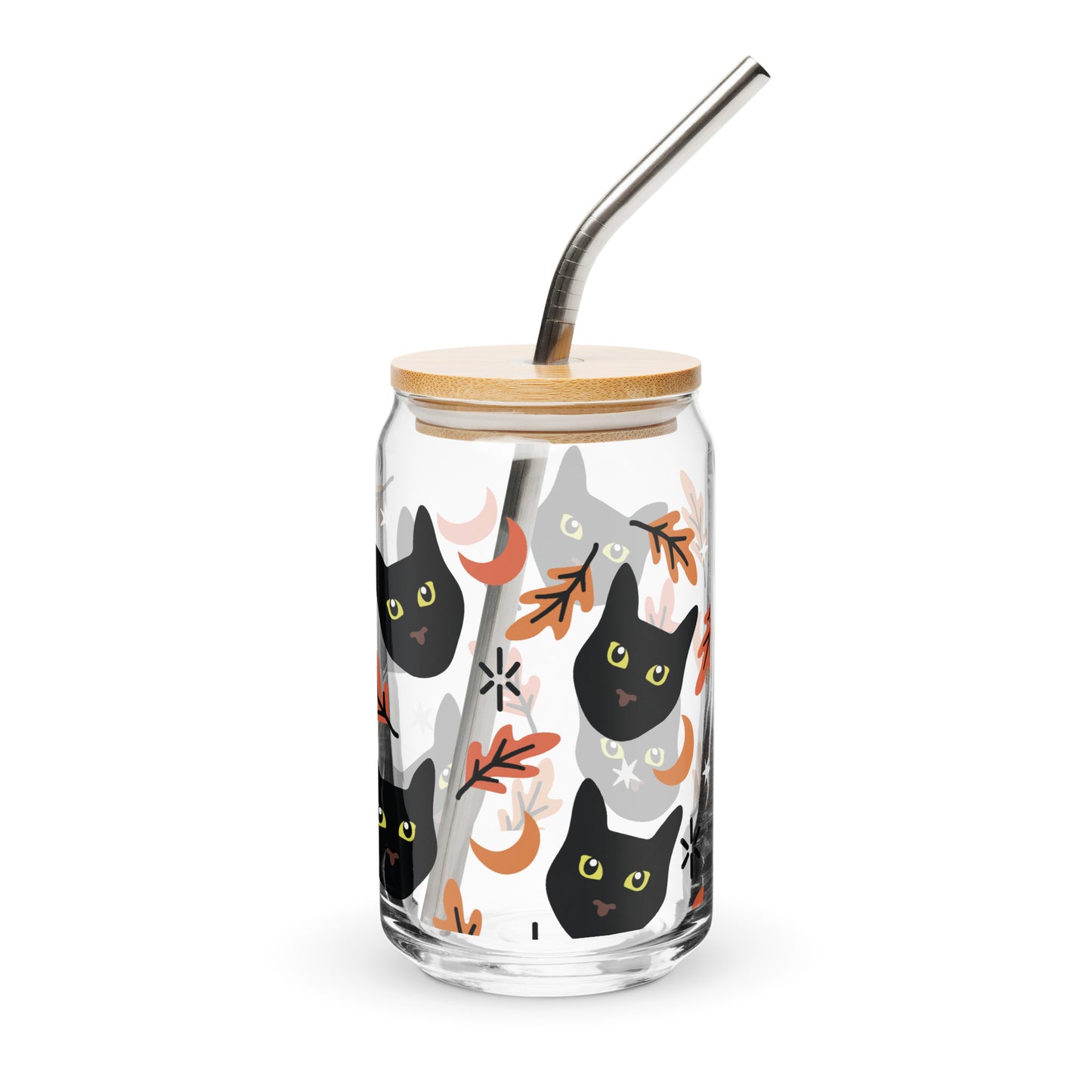 Spooky Halloween Black Cat Lover Fall Iced Coffee Glass