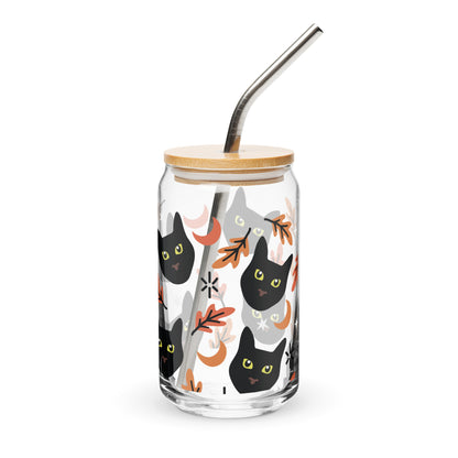 Spooky Halloween Black Cat Lover Fall Iced Coffee Glass