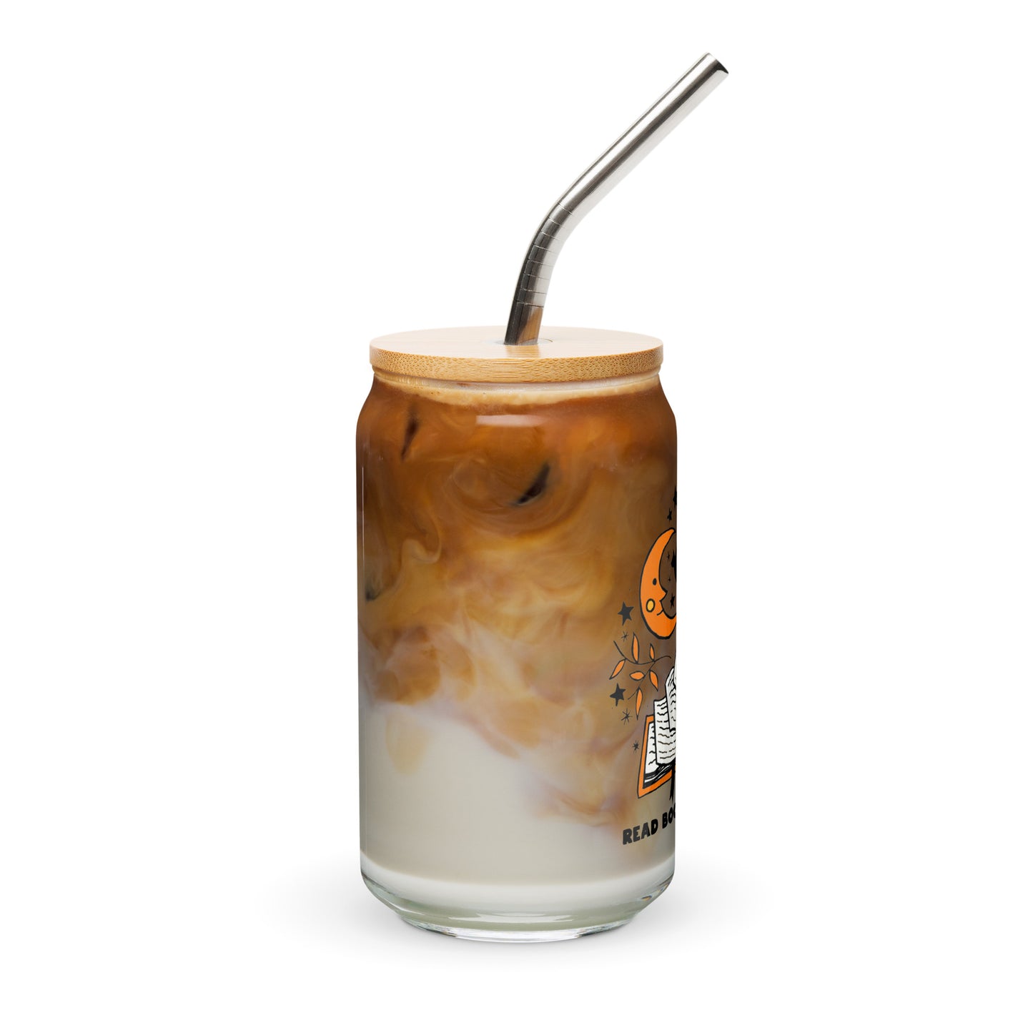 Read Books Stay Spooky Halloween Reading Iced Coffee Glass