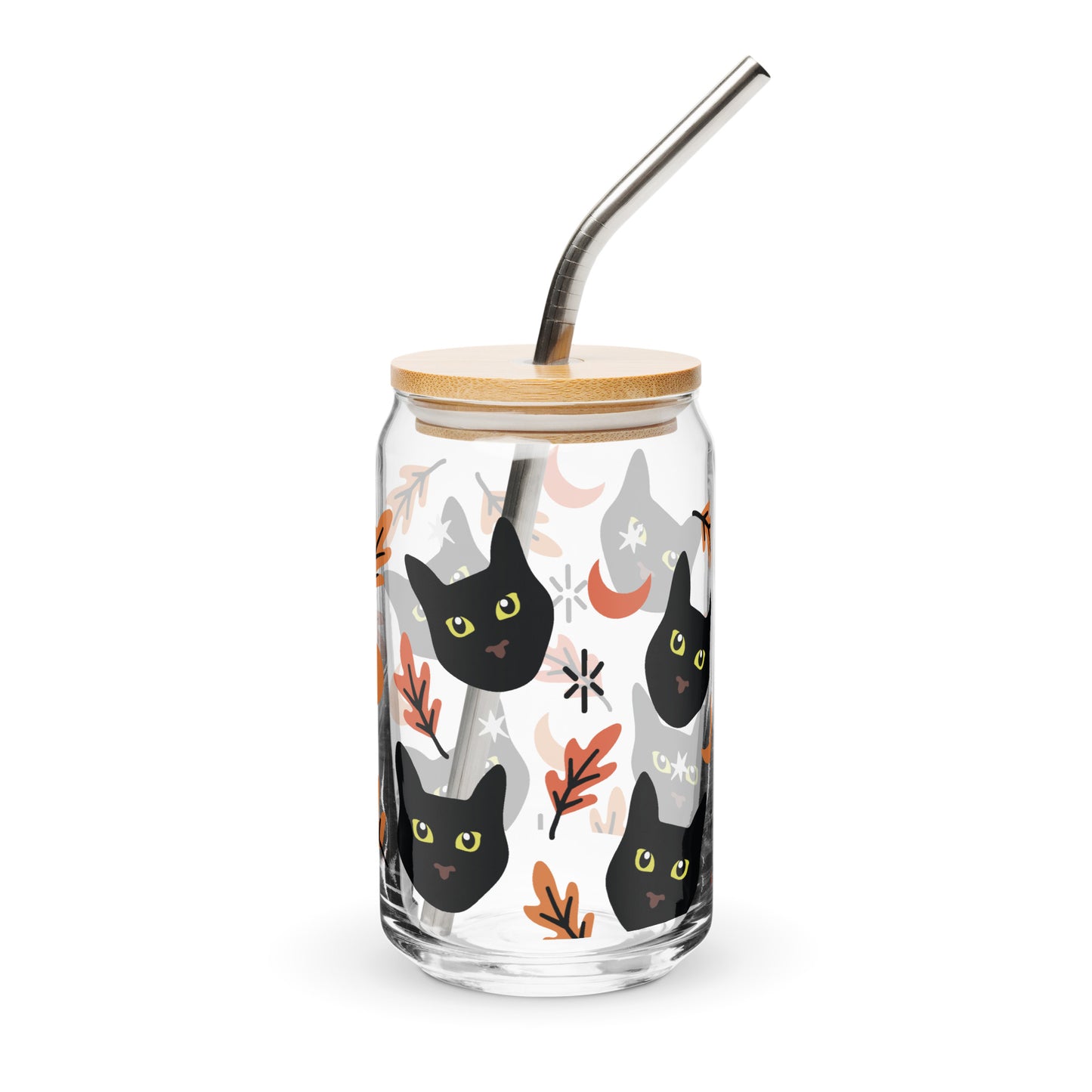 Spooky Halloween Black Cat Lover Fall Iced Coffee Glass