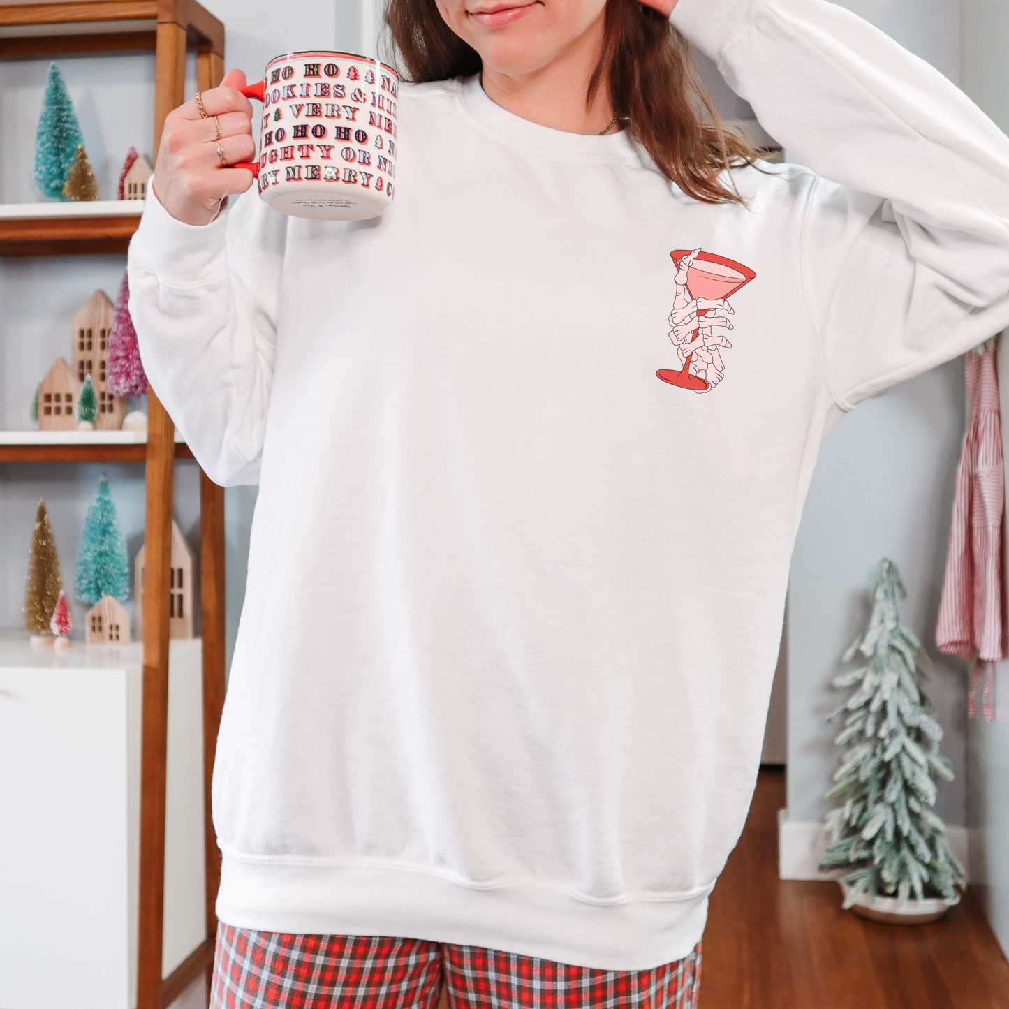 Boozing through the holidays crewneck sweatshirt, Drink and be Merry Christmas Sweatshirt, Christmas Eve Outfit, Funny Spooky Christmas, Holiday Party