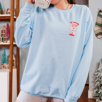 Boozing through the holidays crewneck sweatshirt, Drink and be Merry Christmas Sweatshirt, Christmas Eve Outfit, Funny Spooky Christmas, Holiday Party