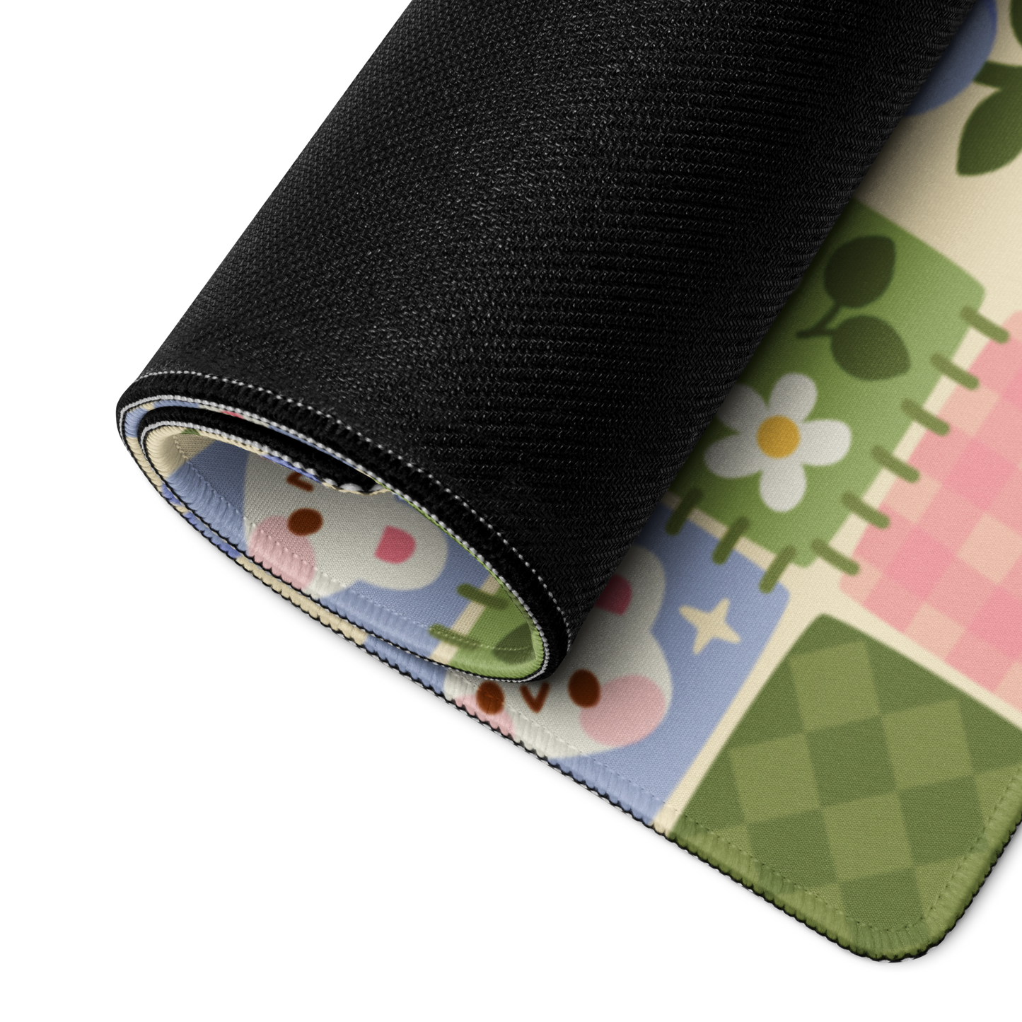 Patchwork Bunnies Desk Mat, Cozy Gaming mouse pad