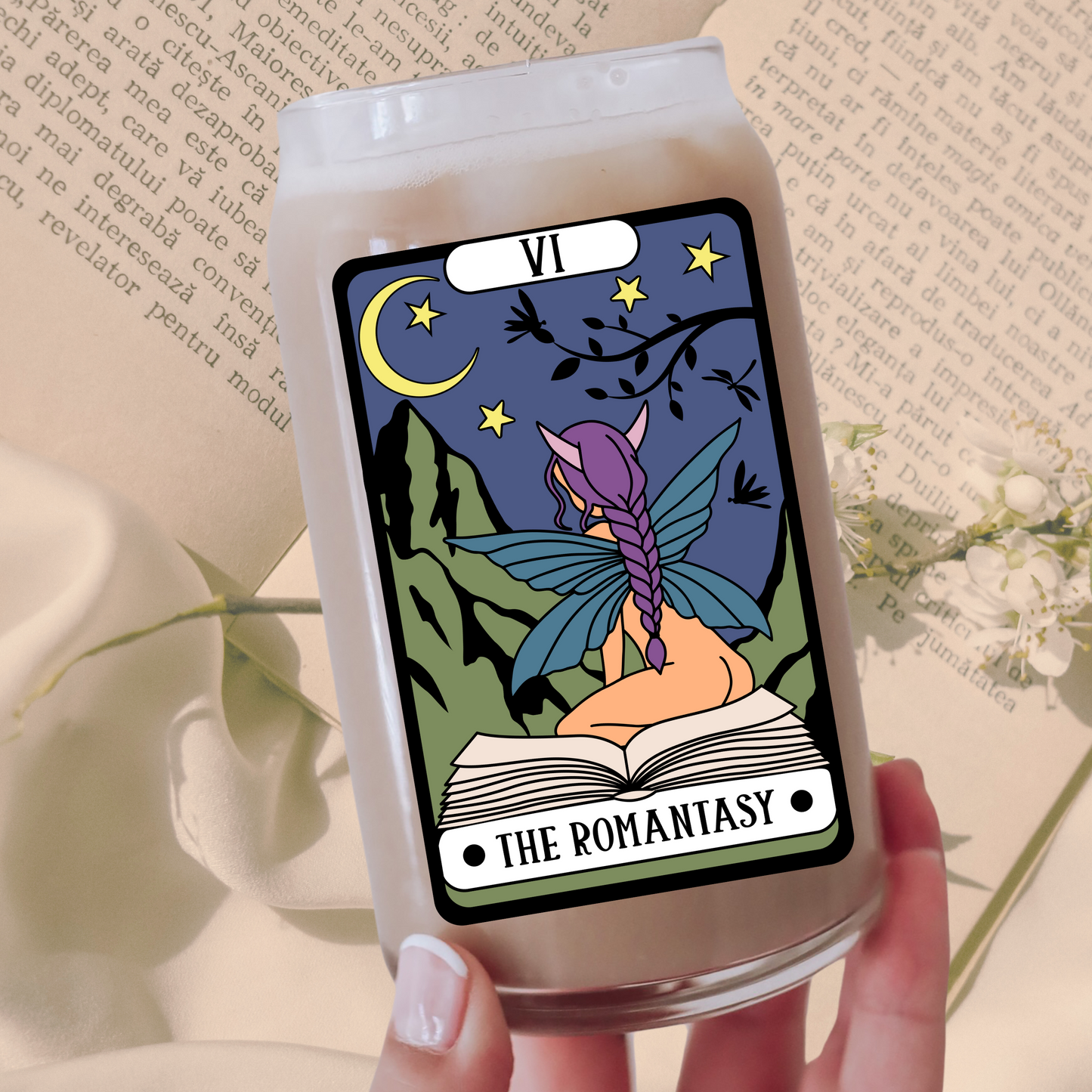 The Romanctacy Tarot Fairy Smut Bookish Iced Coffee Glass