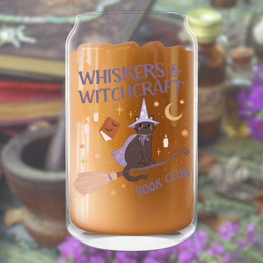 Whiskers and Witchcraft Book Club Glass - Witchy Bookish Halloween Coffee Cup