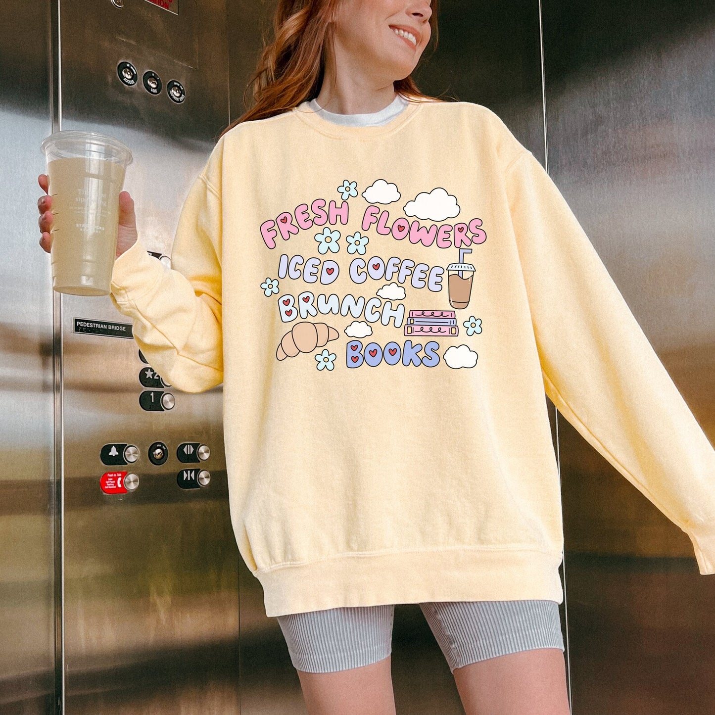 Books and Brunch Sweatshirt | Flowers and Iced Coffee Spring Bookish