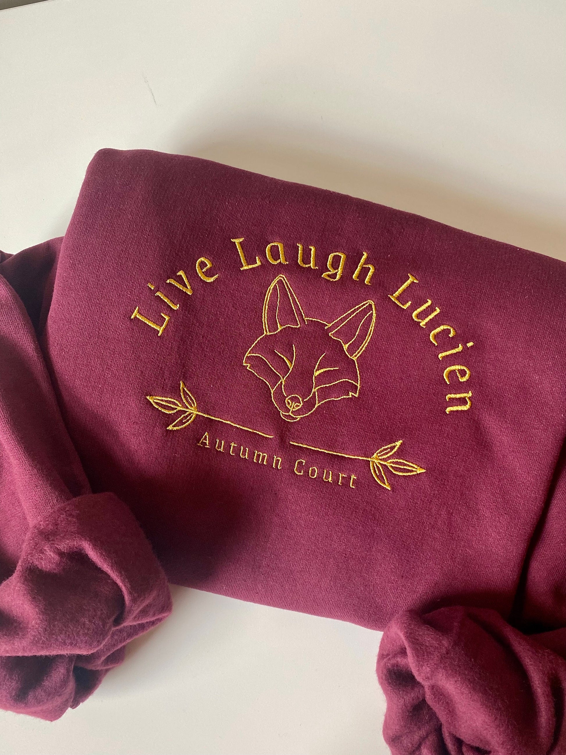 officially licenced Live Laugh Lucien ACOTAR Embroidered Crewneck | Autumn Court | Sarah j maas Sweatshirt | SJM Fan Gifts | Subtle Bookish