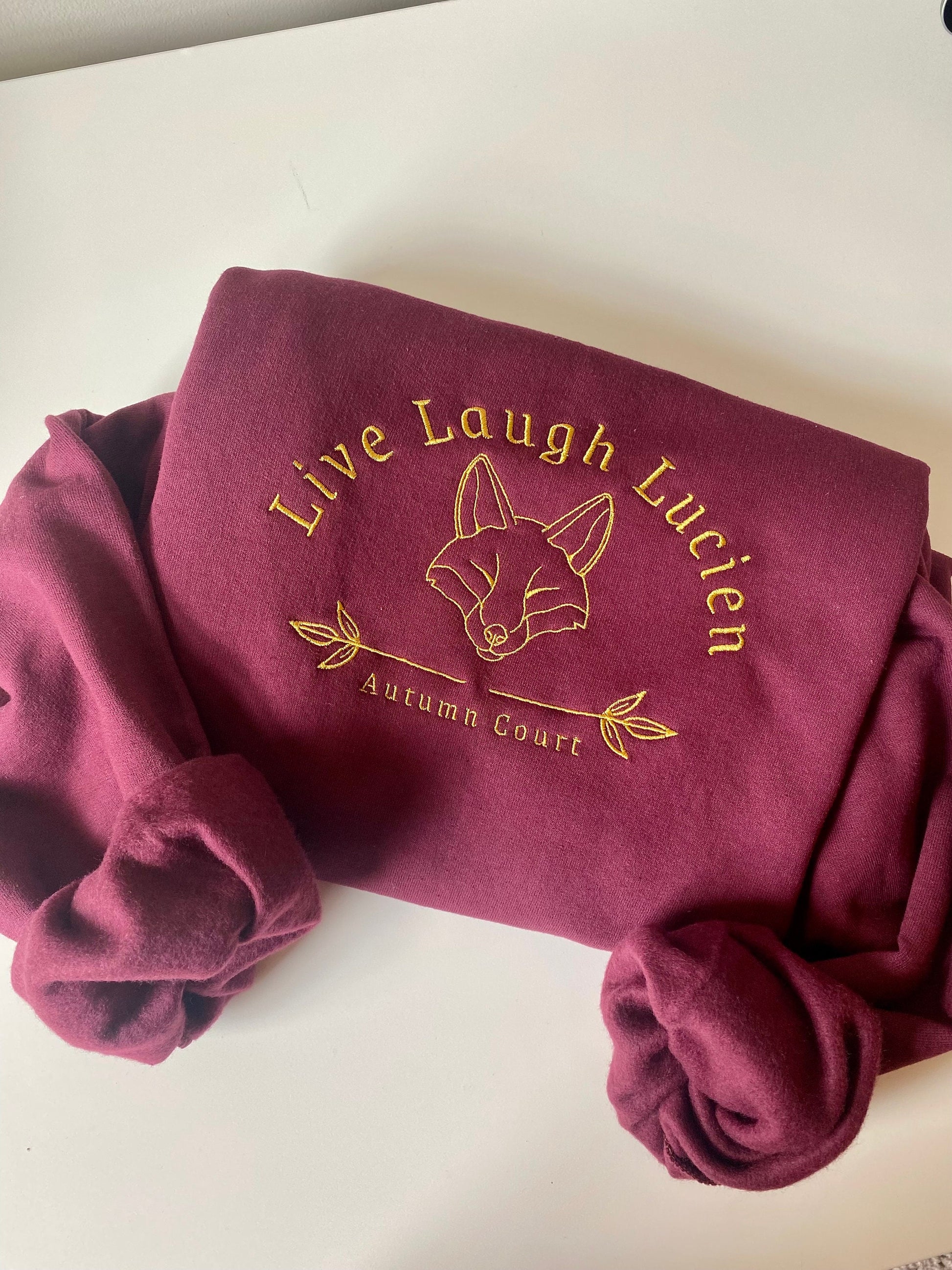 officially licenced Live Laugh Lucien ACOTAR Embroidered Crewneck | Autumn Court | Sarah j maas Sweatshirt | SJM Fan Gifts | Subtle Bookish